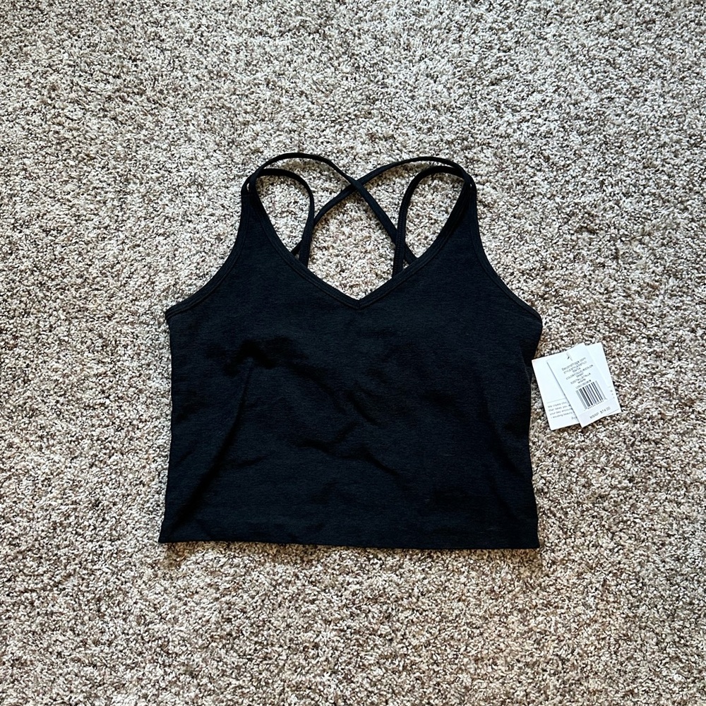 Beyond Yoga Get Across Cropped Tank darkest night medium NEW